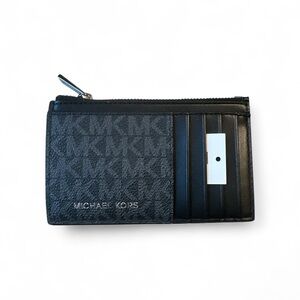 Michael Kors Black slim zip wallet &Gray Card Holder